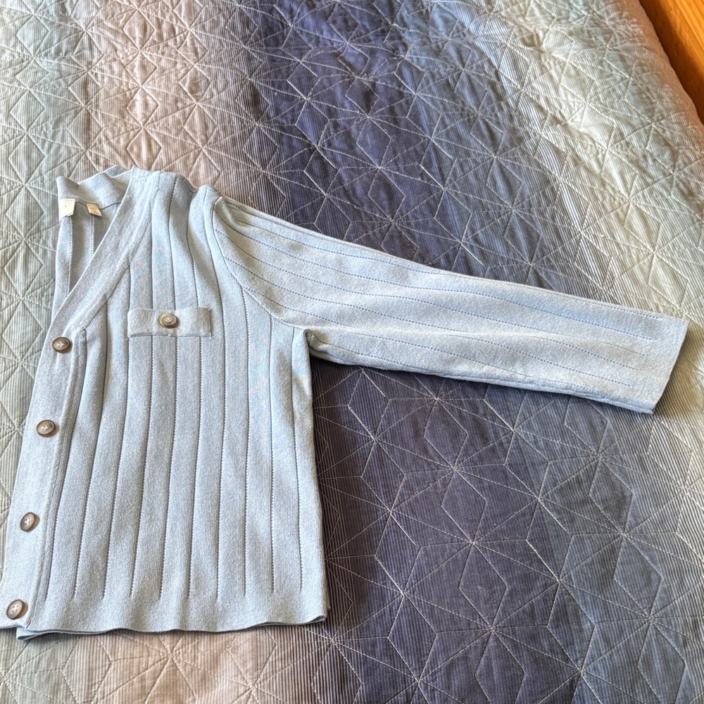 Cyrus Sky Blue Ribbed Cardigan - Picture 5 of 5